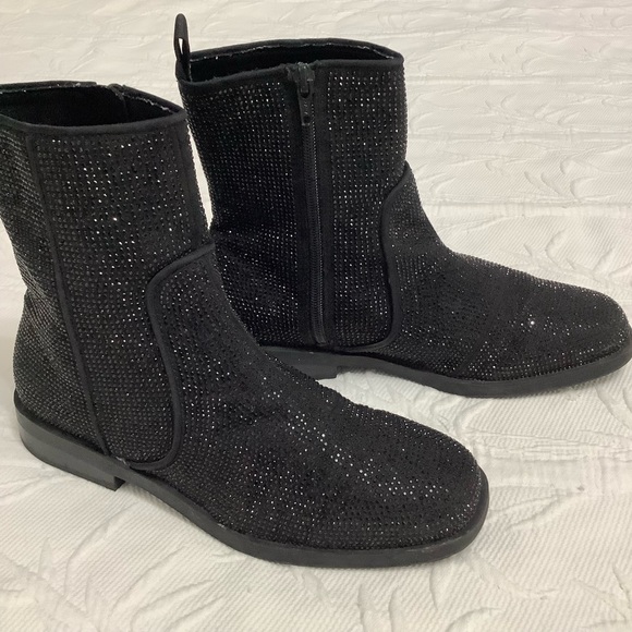 Zara flat black rhinestone ankle boot 37 EU 6.5/7 US - Picture 4 of 10